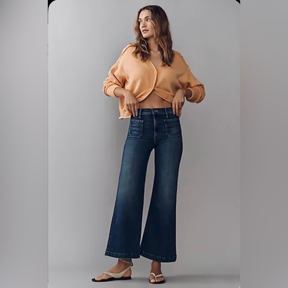 Pilcro Anthropologie High-Rise Flare Wide Leg Jeans - Dark Blue Size 32